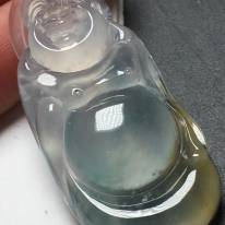 高冰种三彩逍遥佛 翡翠吊坠 尺寸:40.6*19.2*6.8mm