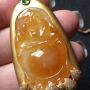 冰糯种黄翡 黄翡翠站佛翡翠吊坠 裸石31:19:7mm 整体40.5:24.5:9.5mm