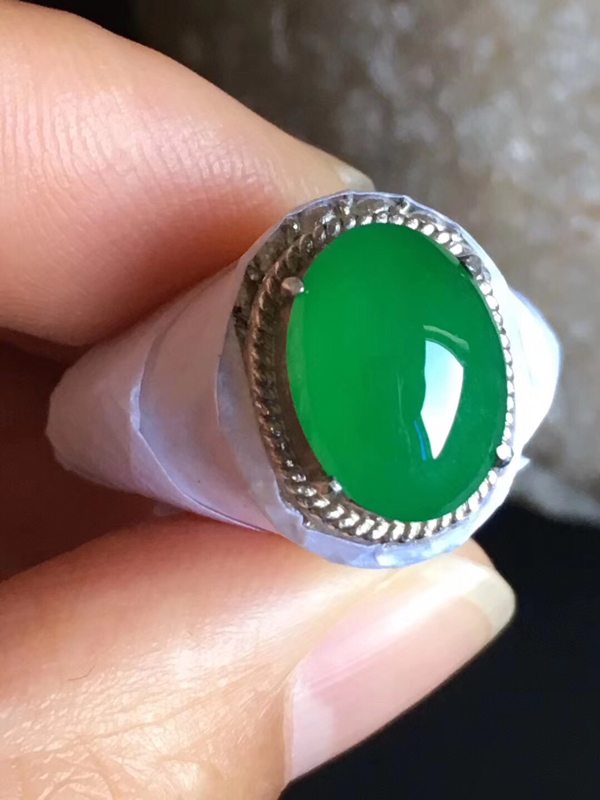 老坑冰种正阳绿色 翡翠戒指11.8-8.7-4.5mm图7
