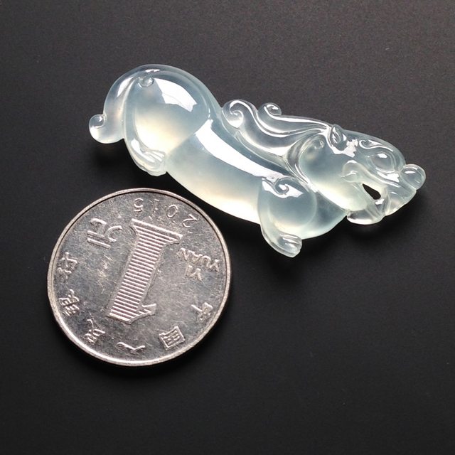 冰种荧光 貔貅翡翠挂件 尺寸42-20-6毫米图2