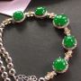 冰种辣绿蛋面翡翠手链
