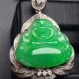 阳绿佛公 翡翠吊坠 真金真钻镶嵌 颜色超正