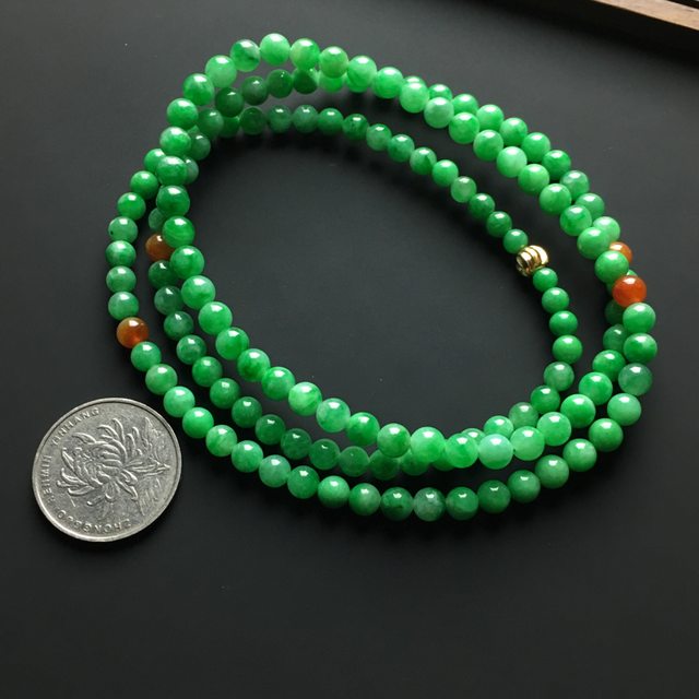 阳绿天然翡翠佛珠项链 直径6毫米图5