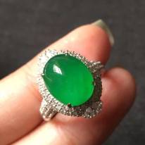 冰种起光艳阳绿高色 缅甸天然翡翠戒指