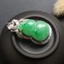 糯种飘绿 葫芦翡翠吊坠18k金豪华镶嵌