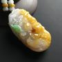 巧雕黄加绿鸟语花香翡翠吊坠 尺寸53-28-18毫米