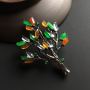 三彩圣诞树 翡翠胸针 整体尺寸49-36-7毫米