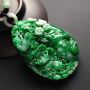 巧雕阳绿花开富贵翡翠吊坠 尺寸62-43-13毫米