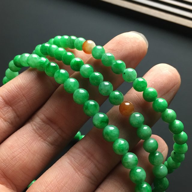 阳绿天然翡翠佛珠项链 直径6毫米图6