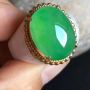 老坑冰种 正阳绿色 缅甸天然翡翠戒指16.4-12.6-6.5mm