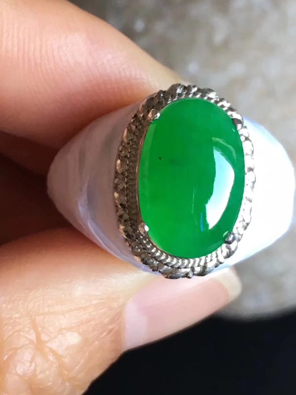 老坑冰种正阳绿色 翡翠戒指14-9.2-4.5mm图6