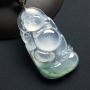 高冰种飘花布袋佛 翡翠吊坠 尺寸:46-24.8-5.8毫米