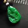 细糯种满色阳绿松柏常青 翡翠吊坠 尺寸48-33-11毫米