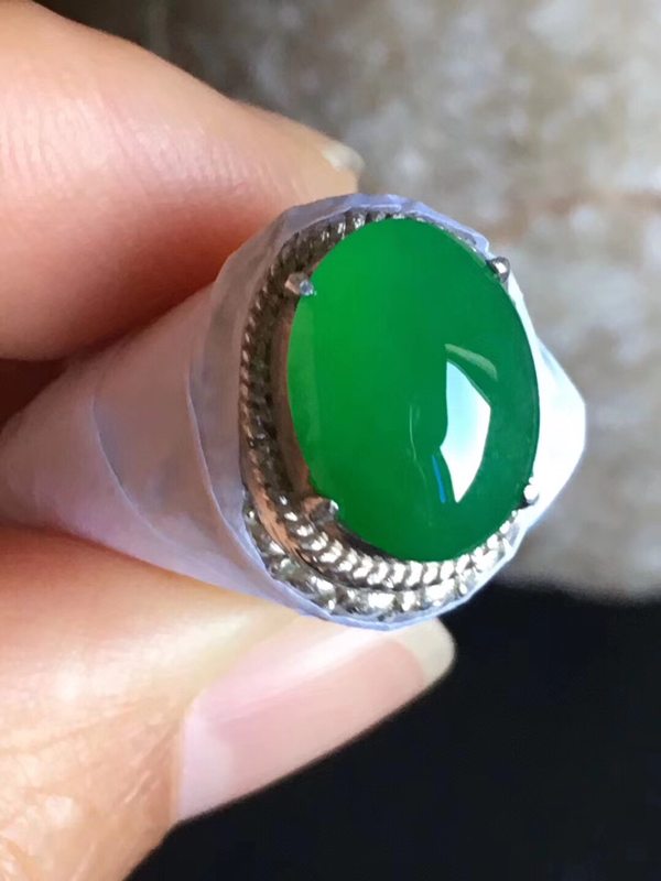 老坑冰种正阳绿色 翡翠戒指11.8-8.7-4.5mm图4