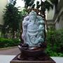 翡翠A货 老坑春彩飘阳绿 财神爷翡翠摆件