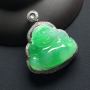 冰种阳绿笑佛 翡翠吊坠 整体尺寸:35-29-7.7