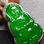 冰浓绿观音 翡翠挂件 裸石尺寸39.5*24*3