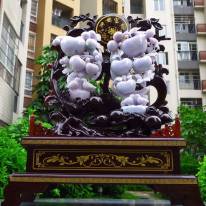 翡翠A货 精雕春带彩 双喜临门富贵平安摆件