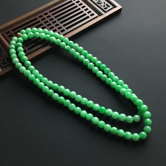 陽綠佛珠翡翠項鏈 單顆直徑7毫米