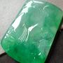 高冰绿花山水翡翠吊坠 完美冰透厚庄大件 尺寸53.8*39.5*5.7