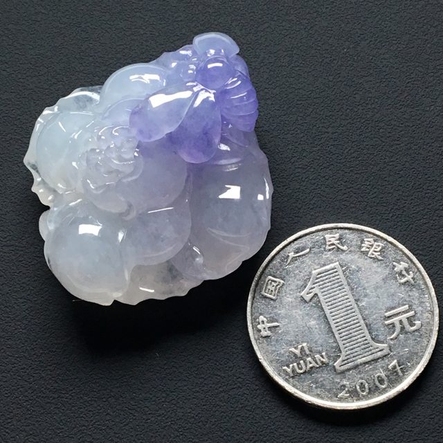 冰种紫罗兰一品清廉 翡翠吊坠 尺寸:40-35-16.5毫米图7
