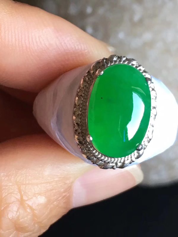 老坑冰种正阳绿色 翡翠戒指14-9.2-4.5mm图5