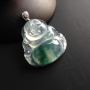 冰种飘花佛公 翡翠吊坠 裸石尺寸33-30-6.5毫米