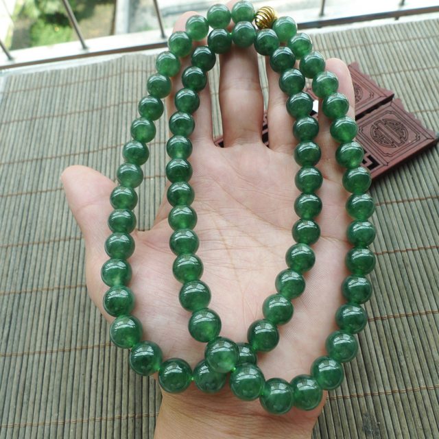满绿圆珠翡翠项链取一10.5mm图5