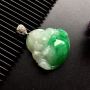 糯种飘花翡翠吊坠 色泽饱满 尺寸: 27-8mm