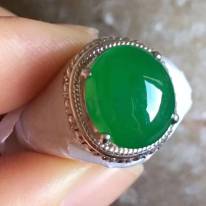 11.8-10.2-5寸老坑冰種 正陽綠色 緬甸天然翡翠戒指