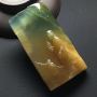 冰种黄加绿 寻佛翡翠吊坠 尺寸:64-33.8-13毫米