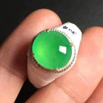 高冰阳绿 缅甸天然翡翠戒指11.9-11-3.5毫米