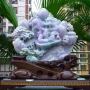 冰糯春带彩 翡翠A货 大件山水摆件