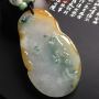 糯冰种黄加绿淡泊人生 翡翠吊坠 尺寸74-42-8毫米