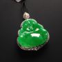 糯冰种阳绿佛公 翡翠吊坠 裸石尺寸26-28-3毫米