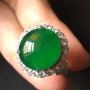 冰种浓艳高色满绿翡翠戒指