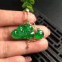阳绿貔貅 翡翠吊坠 尺寸32.3*28.5*5mm