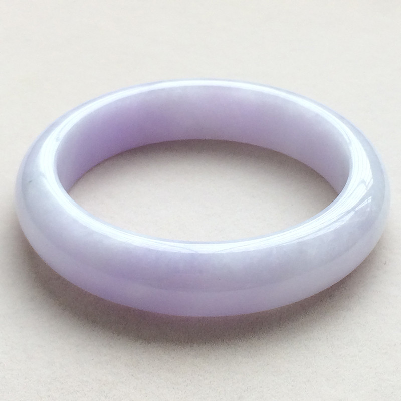 糯种紫罗兰天然翡翠扁管手镯（57.2mm）图0