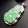 冰种阳底飘花翡翠吊坠  裸石大小：33.1*14.6*3mm