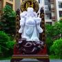 翡翠A货 糯冰春带彩 财神爷财神摆件