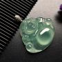 冰种晴水翡翠吊坠 尺寸: 40.5-36.5-9.5mm