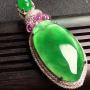 冰种阳绿翡翠福瓜吊坠 尺寸：50*22*12
