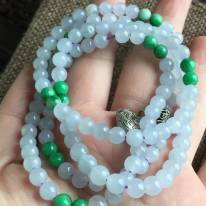 天然A货翡翠 冰糯种双彩项链