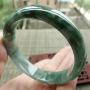 A货翡翠手镯 水润飘绿花正装手镯59mm