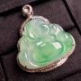 冰种飘绿翡翠吊坠 尺寸：26*30整体尺寸：40*34*10