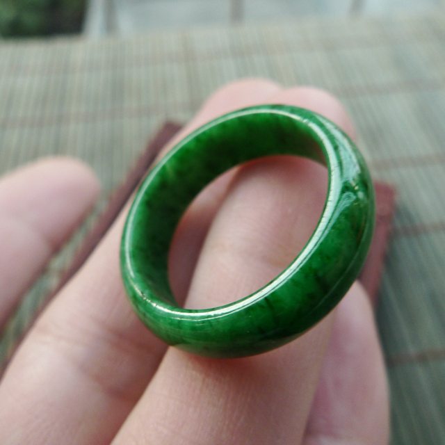 19*6.5*3mm冰油種飄綠花戒指 緬甸天然翡翠戒指圖7