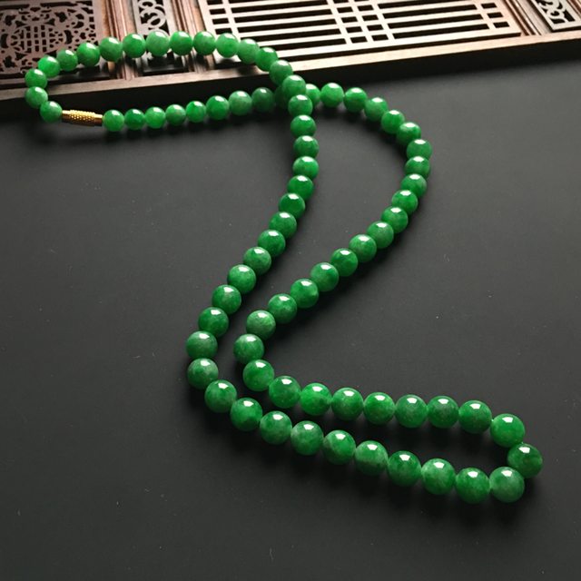 冰阳绿佛珠翡翠项链 直径7.8mm图7