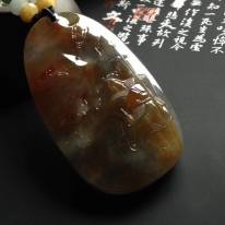 糯冰种黄翡常胜将军 翡翠吊坠 尺寸69-40-11毫米