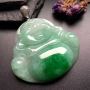带色笑口常开 翡翠吊坠 尺寸:40-43-8mm