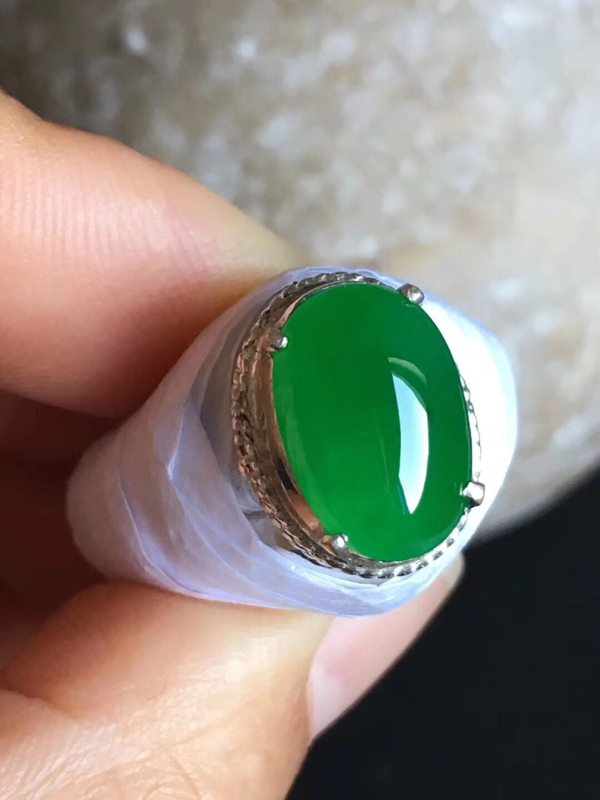 老坑冰種正陽綠色 翡翠戒指13-9-4.8mm